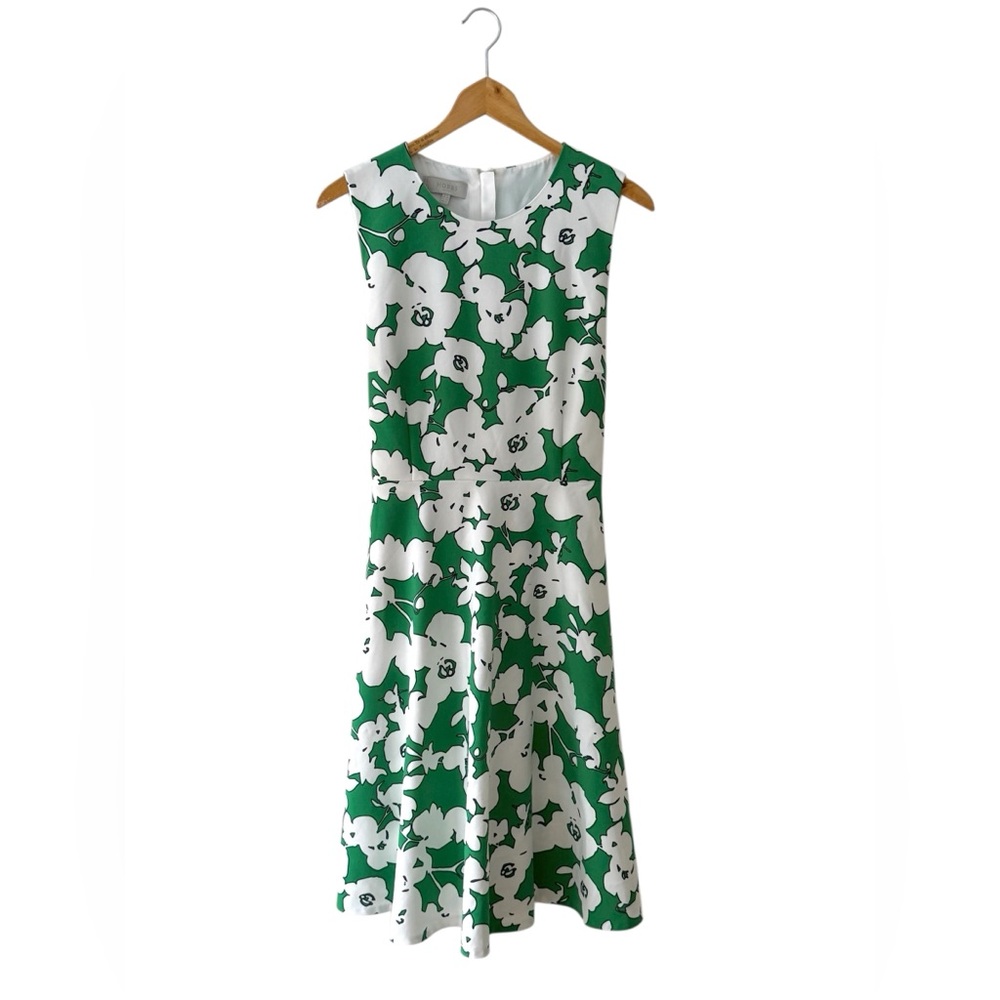 Hobbs London Green & White Floral Dress US 12 UK 16